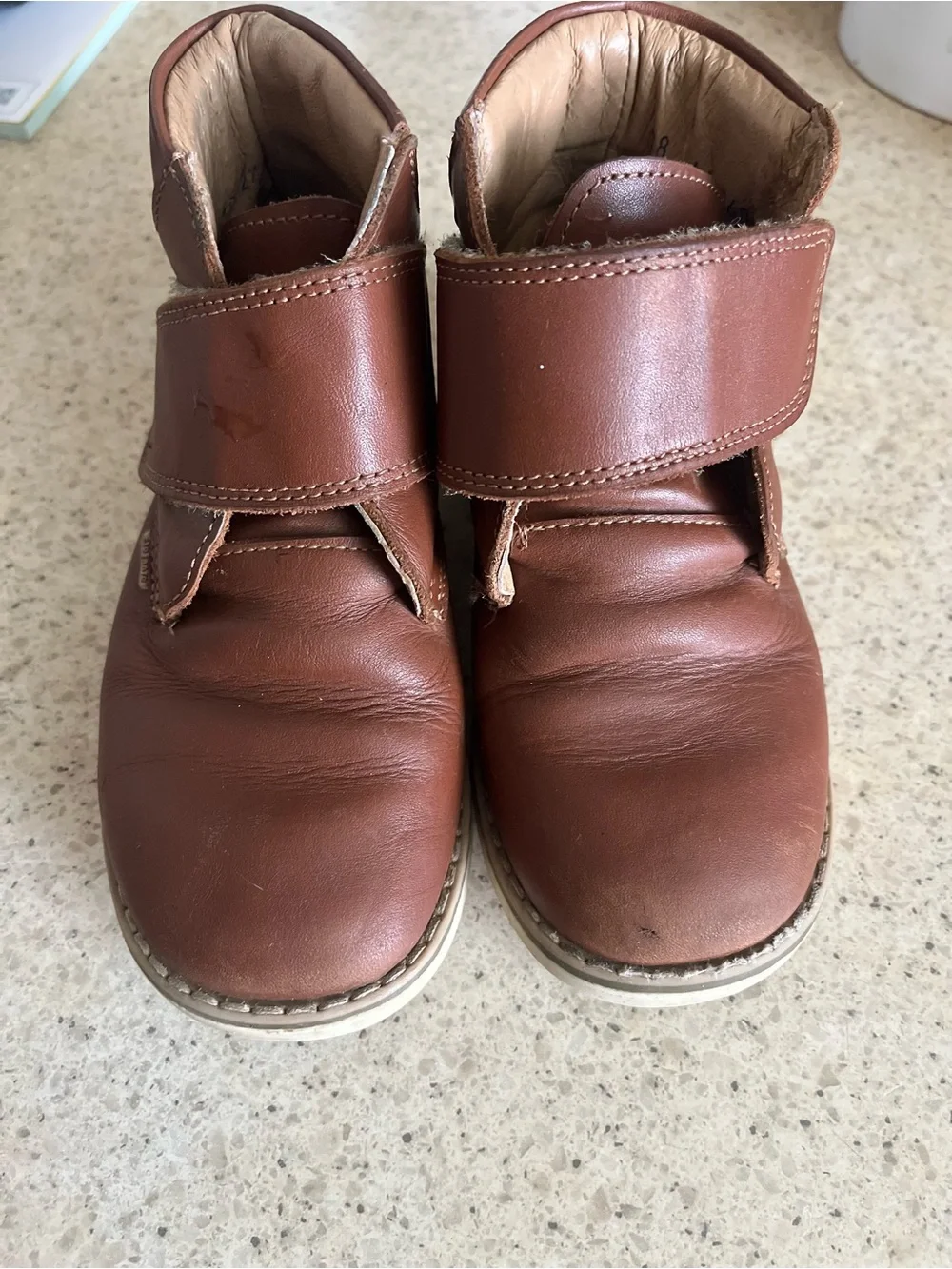 Aventura Kids Tan Brown Leather Velcro Boots